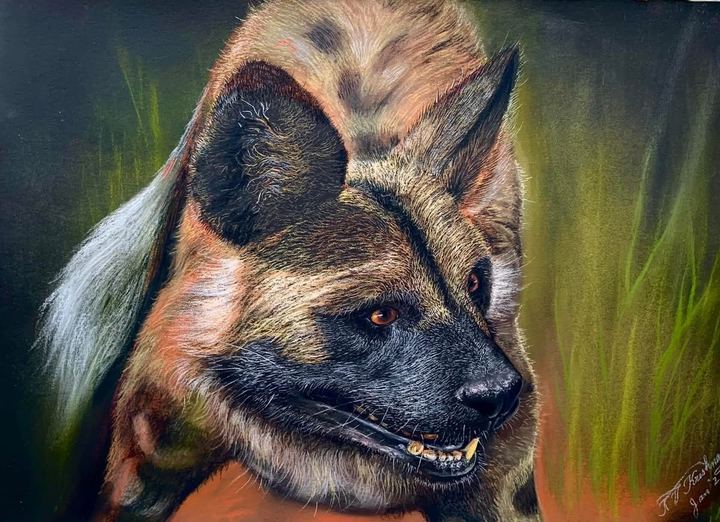 The Hunt Begins - Phalaborwa Gate, Kruger - Pastels by Krish V. Krishnan